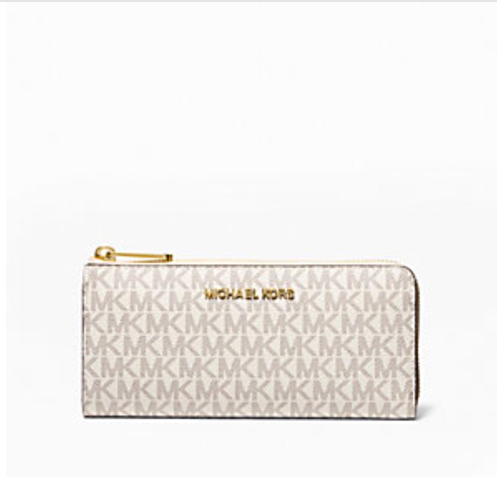 Jet Set Travel Large Logo Quarter-Zip Wallet Color: Vanilla